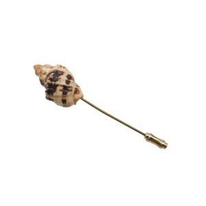 Natural Shell Lapel Pin With Gold-Tone Stick Pin